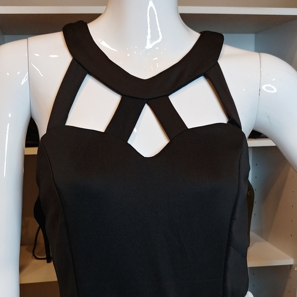 CRYSTAL DOLL CUT-OUT SCUBA FIT & FLARE DRESS S - Picture 6 of 11